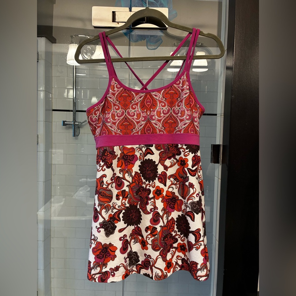 Prana Pink & Orange Floral Yoga Top